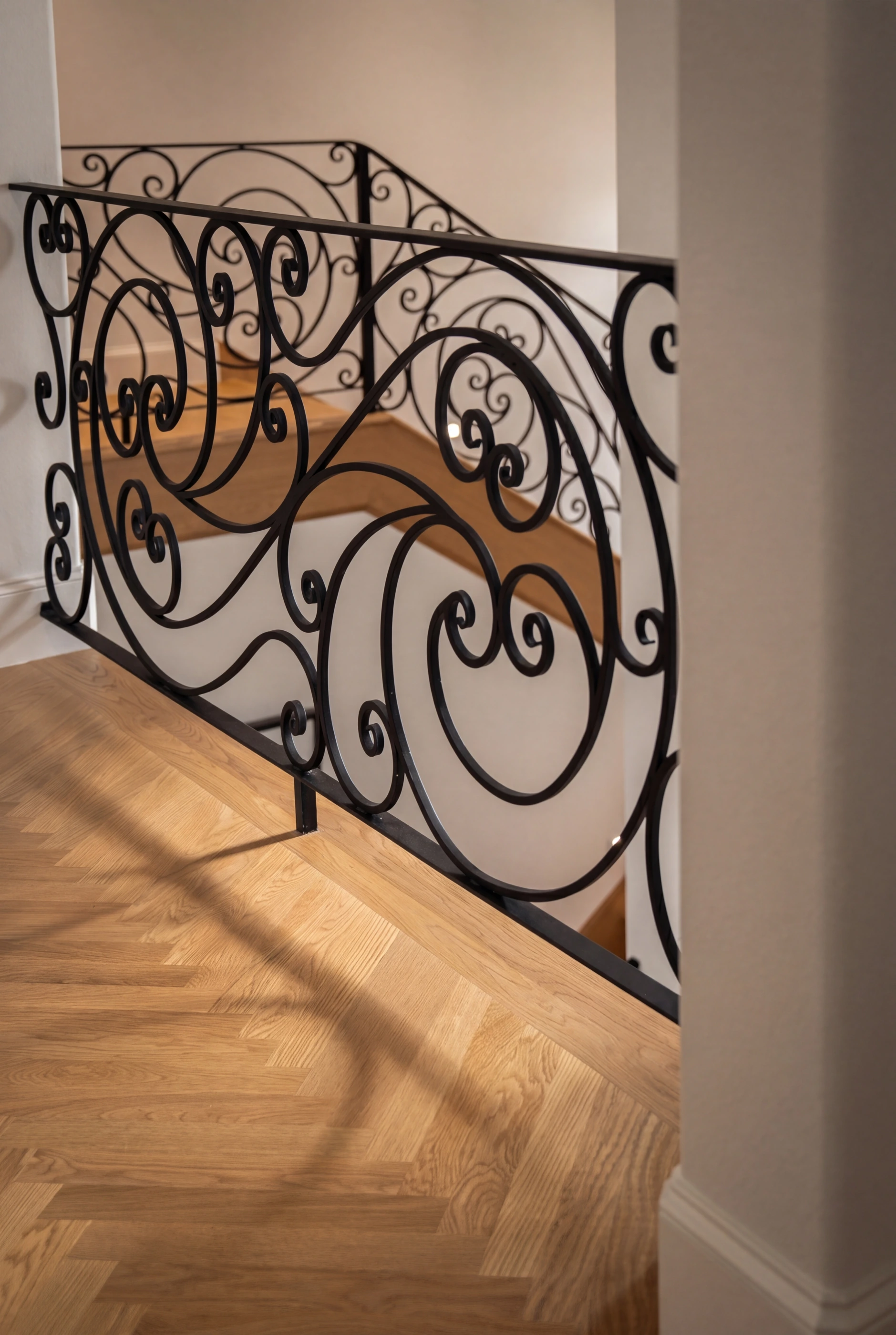 Herringbone hardwood floor detail